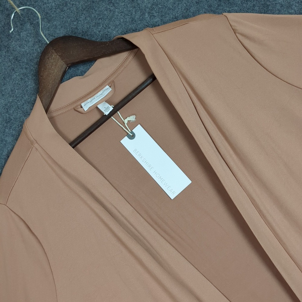 Berkshire Homewear Womens Tan Open Front Cardigan Pockets Size L New